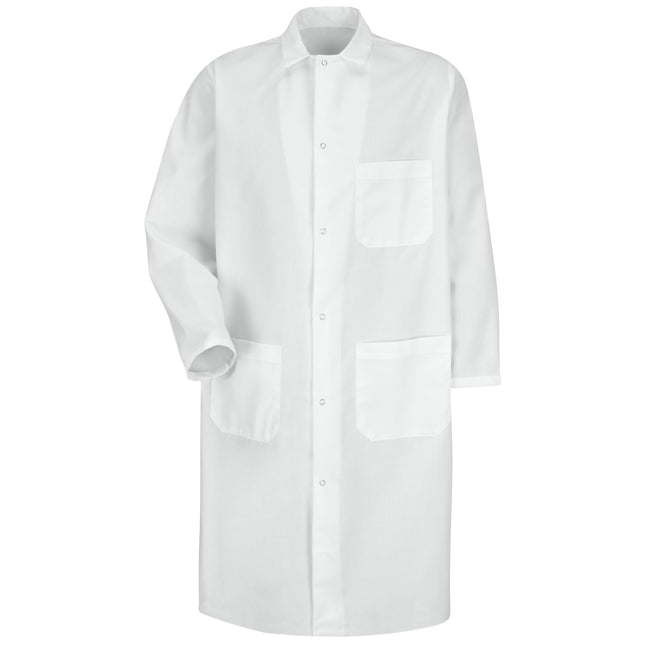 Red Kap® Gripper-Front Spun Polyester Butcher Coat with Exterior Pocket / KS62WH