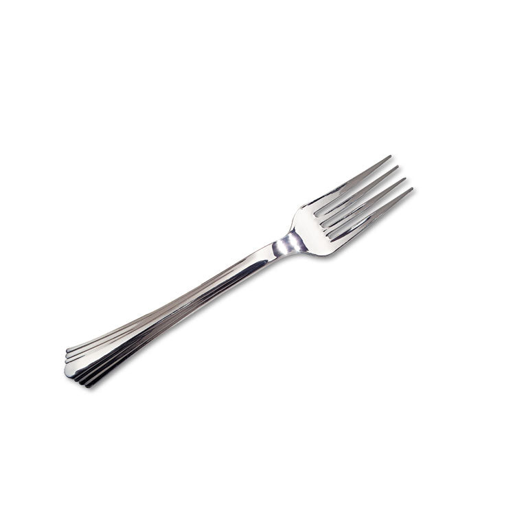 Reflections Heavyweight Plastic Utensils, Fork, Silver, 80/box