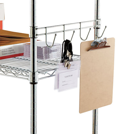 Hook Bars For Wire Shelving, Four Hooks, 18" Deep, Silver, 2 Bars/pack