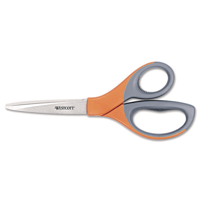 Elite Series Stainless Steel Shears, 8" Long, 3.5" Cut Length, Straight Orange Handle