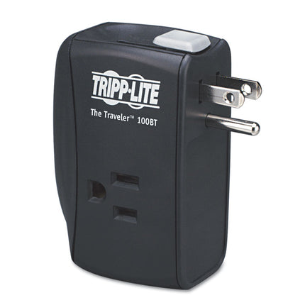 Protect It! Portable Surge Protector, 2 AC Outlets, 1,050 J, Black