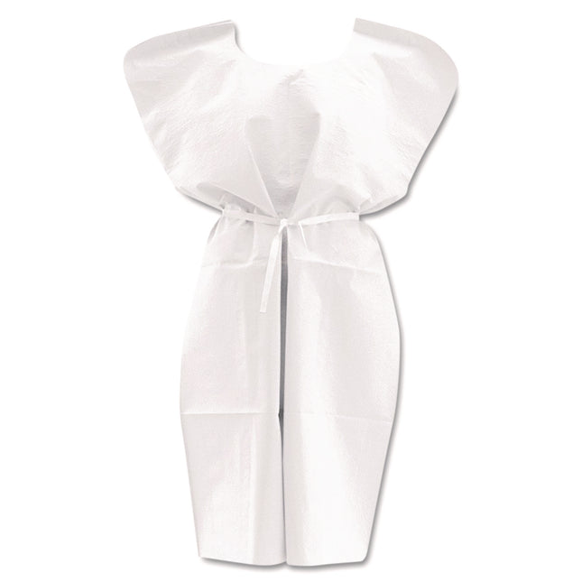 Disposable Patient Gowns, 3-Ply Tissue Poly Tissue, 30" x 42", White, 50/Carton