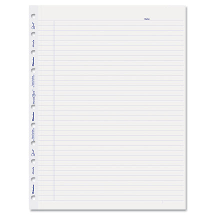 Miraclebind Ruled Paper Refill Sheets For All Miraclebind Notebooks And Planners, 11 X 9.06, White/blue Sheets, Undated