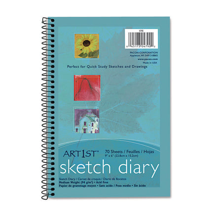 Art1st Sketch Diary, 64 lb Text Paper Stock, Blue Cover, (70) 9 x 6 Sheets