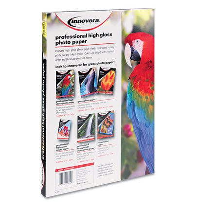 High-Gloss Photo Paper, 10 Mil, 8.5 X 11, High-Gloss White, 50/pack