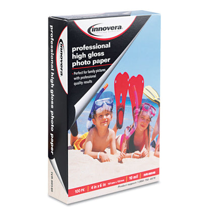 High-Gloss Photo Paper, 10 Mil, 4 X 6, High-Gloss White, 100/pack