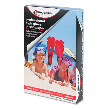 High-Gloss Photo Paper, 10 Mil, 4 X 6, High-Gloss White, 100/pack