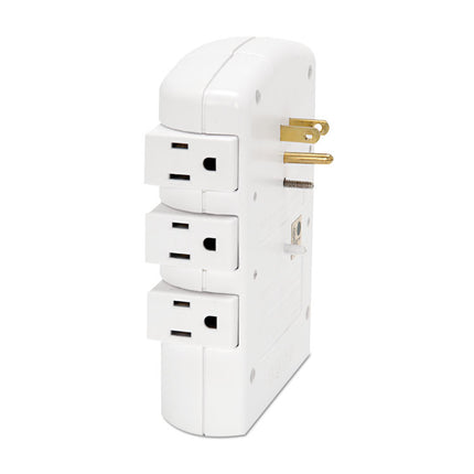 Wall Mount Surge Protector, 6 AC Outlets, 2,160 J, White