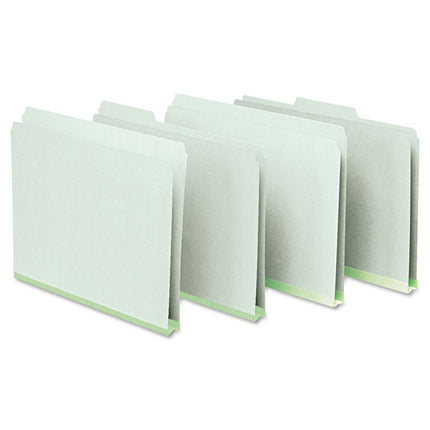 Pressboard Expanding File Folders, 1/3-Cut Tabs: Assorted, Letter Size, 1" Expansion, Green, 25/Box
