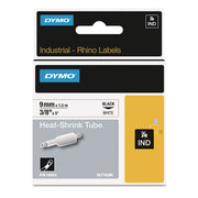 Rhino Heat Shrink Tubes Industrial Label Tape, 0.37" X 5 Ft, White/black Print
