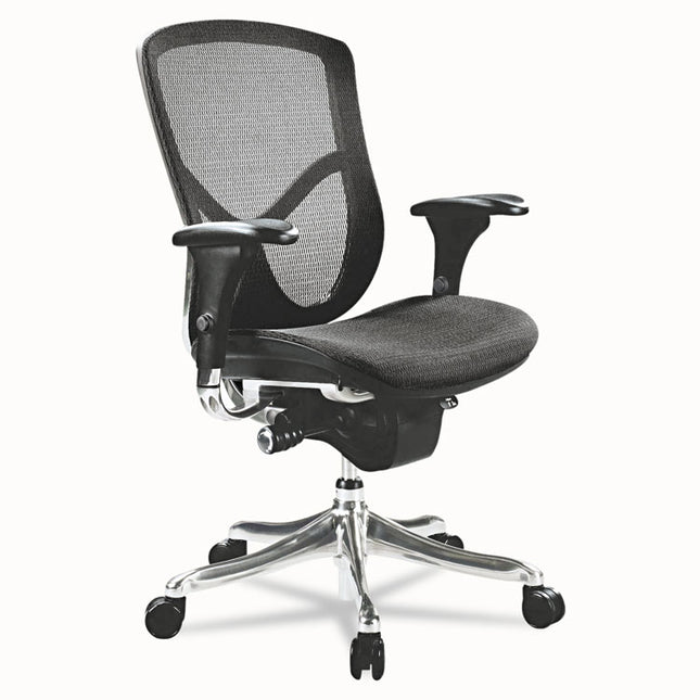 Alera Eq Series Ergonomic Multifunction Mid-Back Mesh Chair, Supports Up To 250 Lb, Black Seat/back, Aluminum Base
