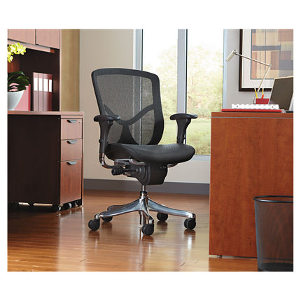 Alera Eq Series Ergonomic Multifunction Mid-Back Mesh Chair, Supports Up To 250 Lb, Black Seat/back, Aluminum Base