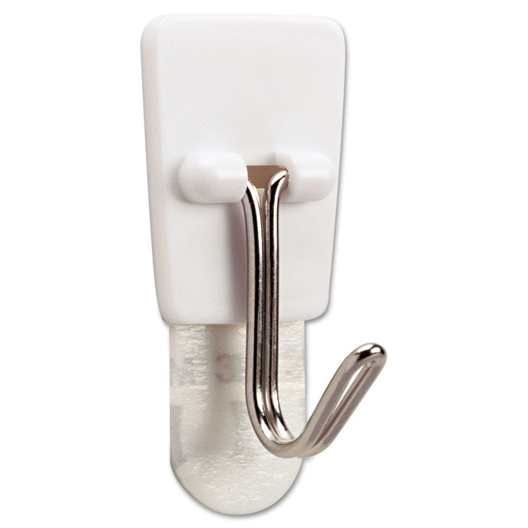 General Purpose Wire Hooks, Small, Metal, White, 0.5 lb Capacity, 3 Hooks and 4 Strips/Pack