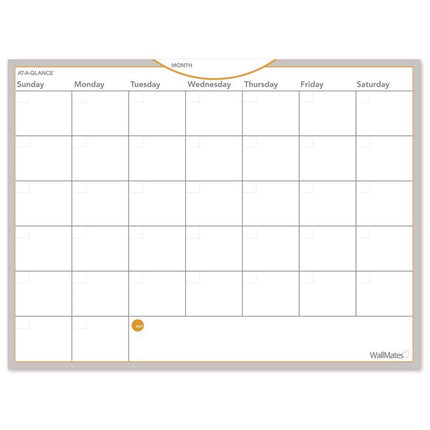 Wallmates Self-Adhesive Dry Erase Monthly Planning Surfaces, 24 X 18, White/gray/orange Sheets, Undated