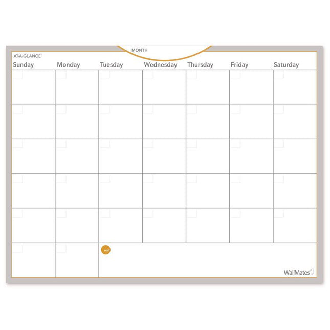 Wallmates Self-Adhesive Dry Erase Monthly Planning Surfaces, 24 X 18, White/gray/orange Sheets, Undated