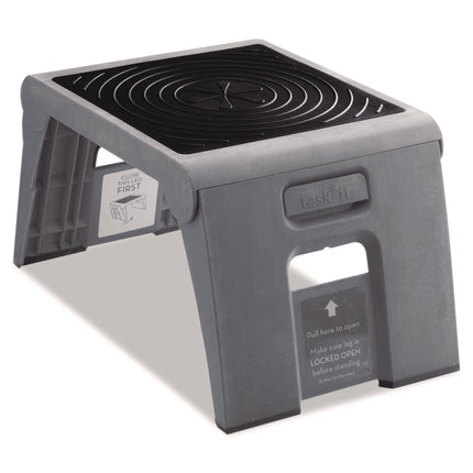 Folding Step Stool, 1-Step, 300 lb Capacity, 14 x 11.25 x 9.75, Slate