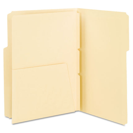 Self-Adhesive Folder Dividers with 5.5" Pockets for Top/End Tab Folders, 1 Fastener, Letter Size, Manila, 25/Pack