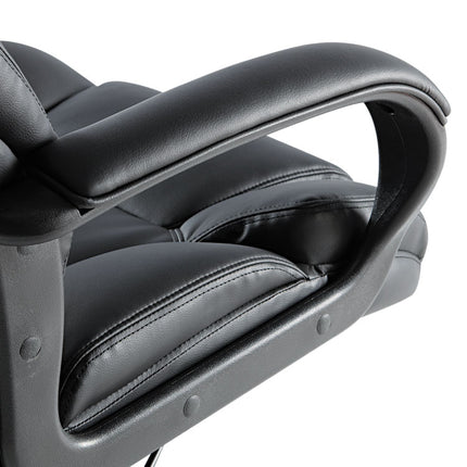 Alera Fraze Series Executive High-Back Swivel/tilt Bonded Leather Chair, Supports 275 Lb, 17.71" To 21.65" Seat Height, Black