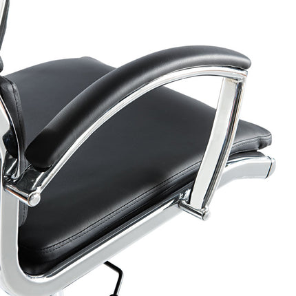 Alera Neratoli High-Back Slim Profile Chair, Faux Leather, 275 Lb Cap, 17.32" To 21.25" Seat Height, Black Seat/back, Chrome