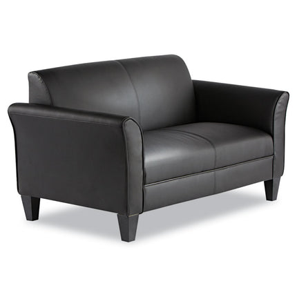 Alera Reception Lounge Sofa Series, Two-Cushion Loveseat, 55.5" x 31.5" x 33.07", Black