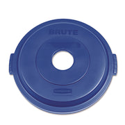 Bottle/Can Recycling Top for BRUTE 32 gal Containers, Round Openings, 9.8w x 22.9d x 22.3h, Blue