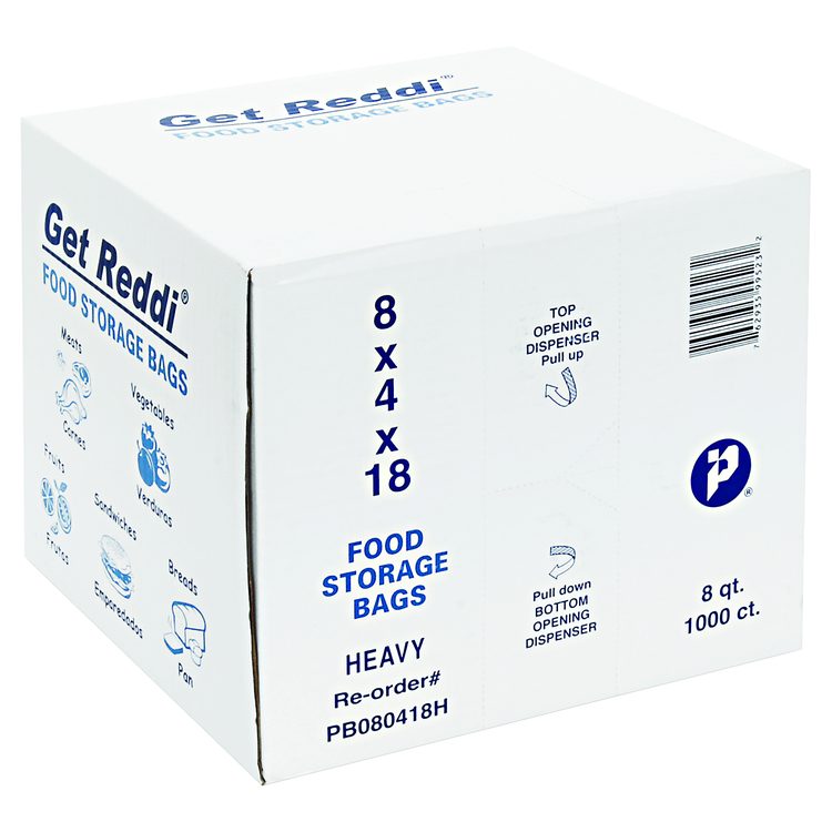 Food Bags, 2-Gallon, 8" x 4" x 18", Clear, 1,000/Carton