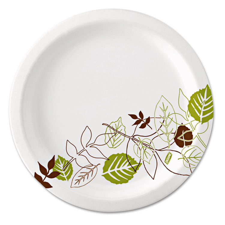 Pathways Soak-Proof Shield Mediumweight Paper Plates, WiseSize, 6.87" dia, Green/Burgundy, 500/Carton