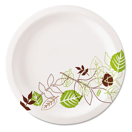 Pathways Soak-Proof Shield Mediumweight Paper Plates, 6.87" dia, Green/Burgundy, 125/Pack, 8 Packs/Carton