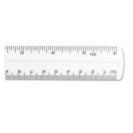 Transparent Shatter-Resistant Plastic Ruler, Standard/metric, 6" Long, Clear