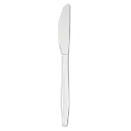 Mediumweight Polystyrene Cutlery, Knife, Plastic, White, 100/Box, 10 Boxes/Carton