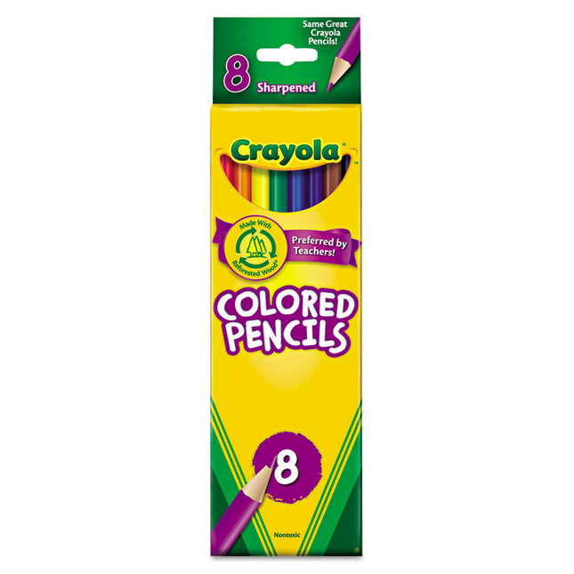 Long-Length Colored Pencil Set, 3.3 mm, 2B, Assorted Lead and Barrel Colors, 8/Pack