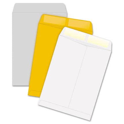Catalog Envelope, 28 lb Bond Weight Kraft, #10 1/2, Square Flap, Gummed Closure, 9 x 12, White, 100/Box
