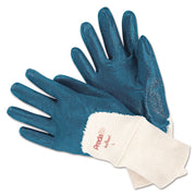Predalite Nitrile Gloves, Cotton Lined, Blue/white, Large, 12 Pairs