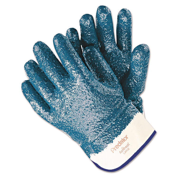 Predator Premium Nitrile-Coated Gloves, Blue/white, Large, 12 Pairs