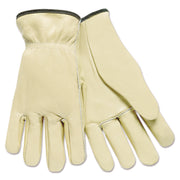 Full Leather Cow Grain Driver Gloves, Tan, Medium, 12 Pairs