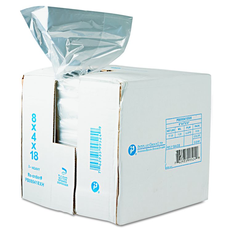 Food Bags, 2 gal, 8" x 4" x 18", Clear, 1,000/Carton