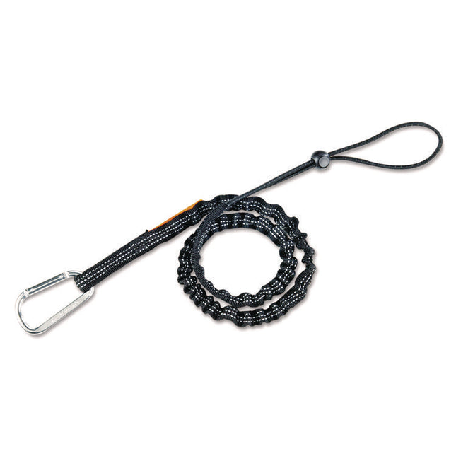 Squids 3100 Lanyard with Aluminum Carabiner + Cinch-Loop, 10 lb Max Working Capacity, 35" to 45" Long, Black