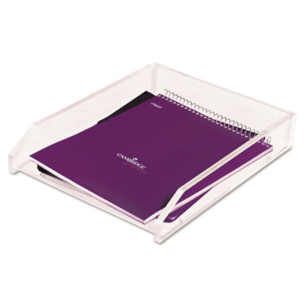 Clear Acrylic Letter Tray, 1 Section, Letter Size Files, 10.6" x 13.9" x 2.5", Clear