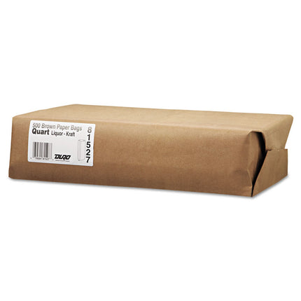 Liquor-Takeout Quart-Sized Paper Bags, Quart Size, 4.25" x 2.5" x 16", Natural, 500/Bundle