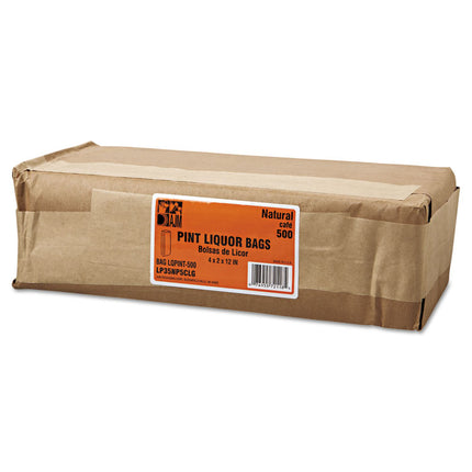 Grocery Pint-Sized Paper Bags for Liquor Takeout, Pint Size, 3.75" x 2.25" x 11.25", Natural, 500/Bundle