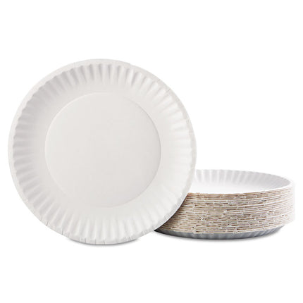 Paper Plates, 9" Dia, White, 100/pack