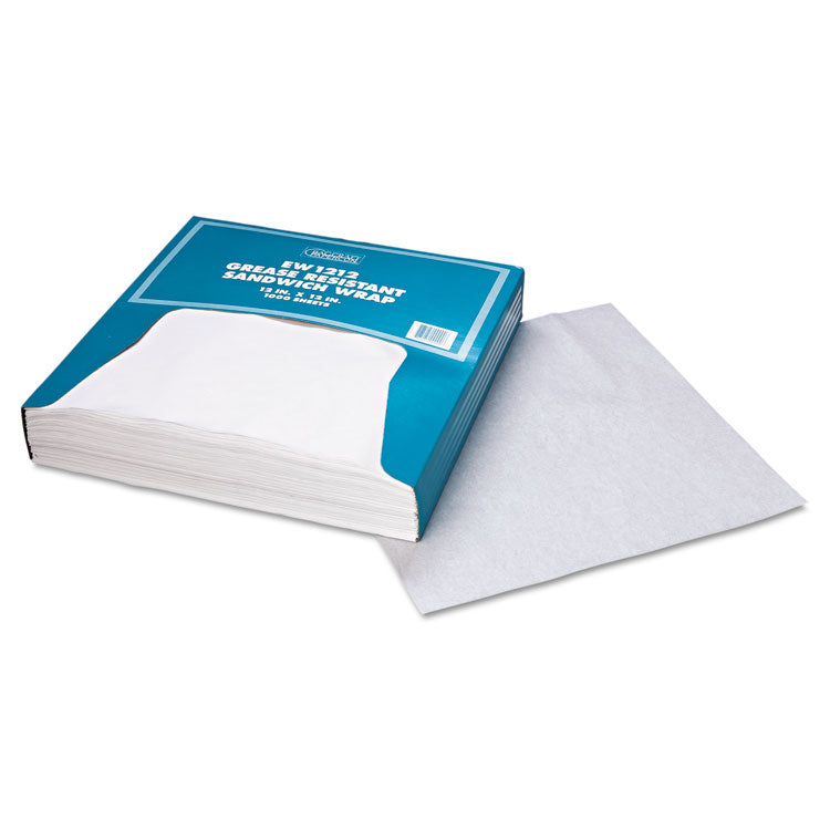 Grease-Resistant Paper Wraps And Liners, 12 X 12, White, 1,000/box, 5 Boxes/carton