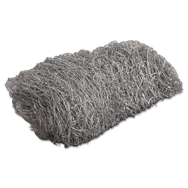 Industrial-Quality Steel Wool Hand Pads, #3 Medium, Steel Gray, 16 Pads/sleeve, 12 Sleeves/carton
