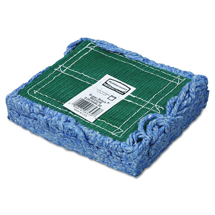 Super Stitch Blend Mop Head, Cotton/Synthetic, Medium, Blue, 6/Carton