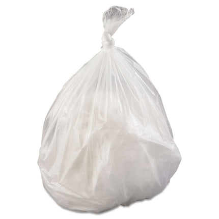 High-Density Commercial Can Liners, 45 gal, 17 mic, 40" x 48", Clear, Interleaved Roll, 25 Bags/Roll, 10 Rolls/Carton
