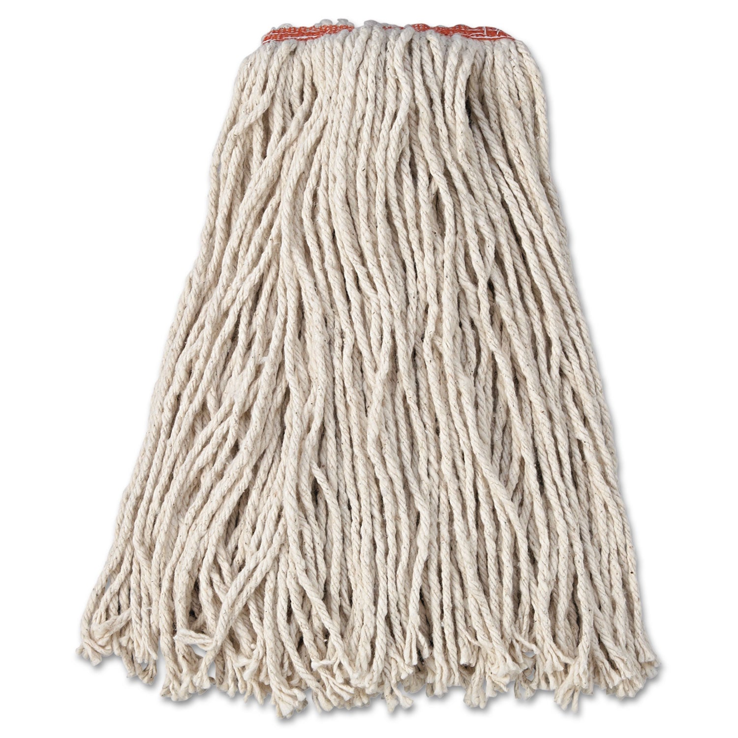 Premium Cut-End Cotton Wet Mop Head, 16oz, White, 1" Orange Band, 12/carton