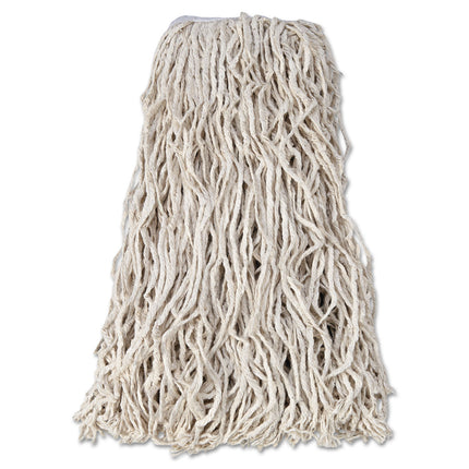 Economy Cut-End Cotton Wet Mop Head, 24oz, 1" Band, White, 12/carton