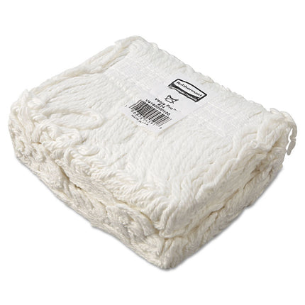 Economy Cut-End Rayon Mop Head, 24oz, 1" Band, White, 12/carton