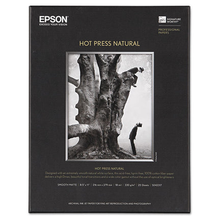 Hot Press Fine Art Paper, 17 Mil, 8.5 X 11, Smooth Matte Natural, 25/pack
