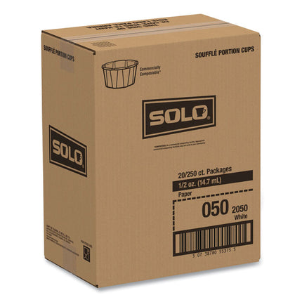 Paper Portion Cups, 0.5 oz, White, 250/Bag, 20 Bags/Carton